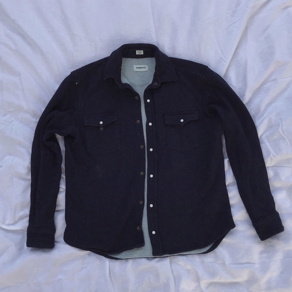 Taylor Stitch Glacier shirt in indigo french terry 42